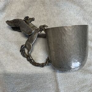 Vintage BALLENA BAY PEWTER Hand Made Pegasus Handle Cup Signed